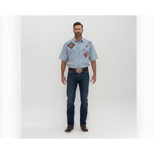 Sunbelt Vtg Embroidered Patchwork Button Down Shirt Sz L Southwestern‎ Farm